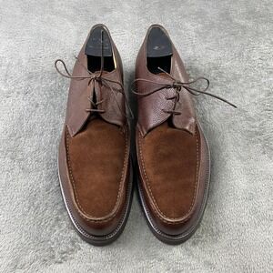 Romano Martegani Derby Mens 10 Brown 8816 Pebbled Leather Suede Split Toe Italy